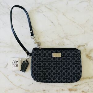 COACH Maison Black White Op Art Small Pouch Wristlet